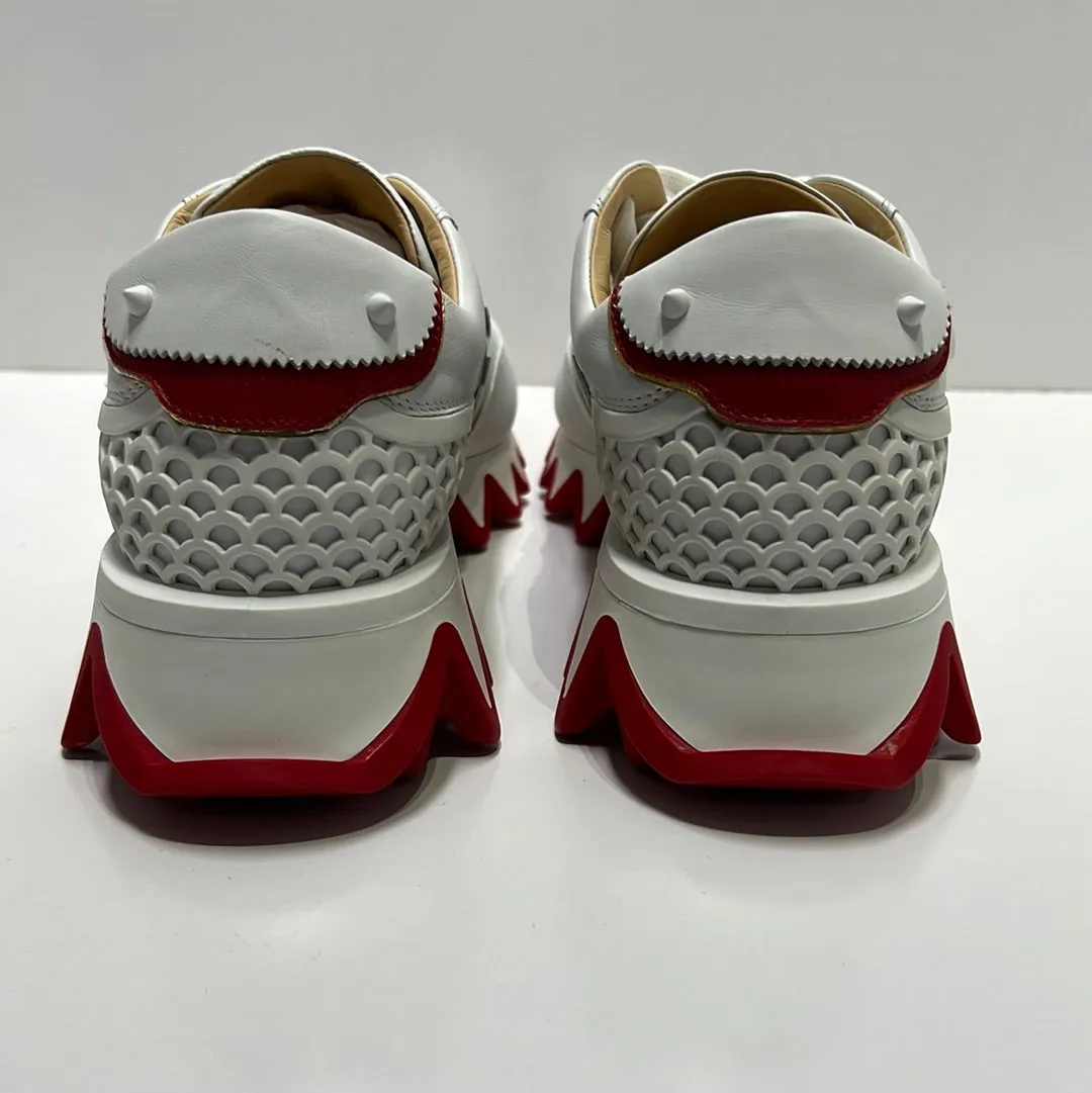 Loubi Shark leather and neoprene sneakers white