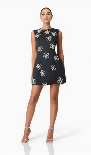 Maiara Diamante Mini Dress In Black