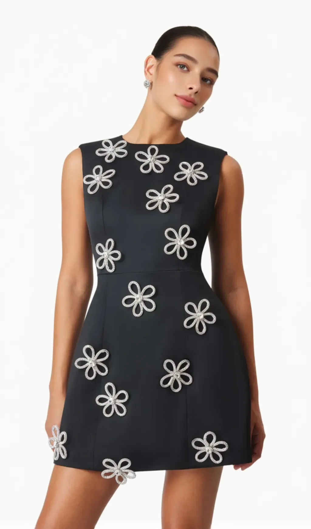 Maiara Diamante Mini Dress In Black