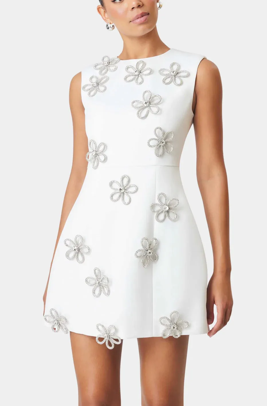 Maiara Diamante Mini Dress In White