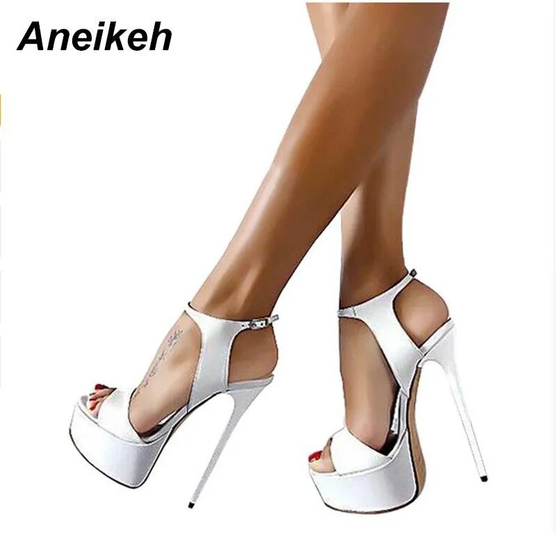 Make a Bold Statement with Style Sexy 16cm Women's High Heels Sandals Open Toe Buckles Nightclub Party Shoes