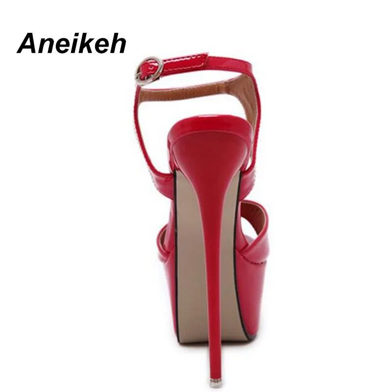 Make a Bold Statement with Style Sexy 16cm Women's High Heels Sandals Open Toe Buckles Nightclub Party Shoes