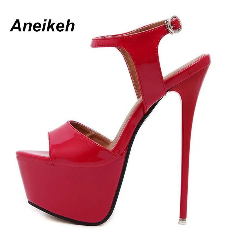 Make a Bold Statement with Style Sexy 16cm Women's High Heels Sandals Open Toe Buckles Nightclub Party Shoes