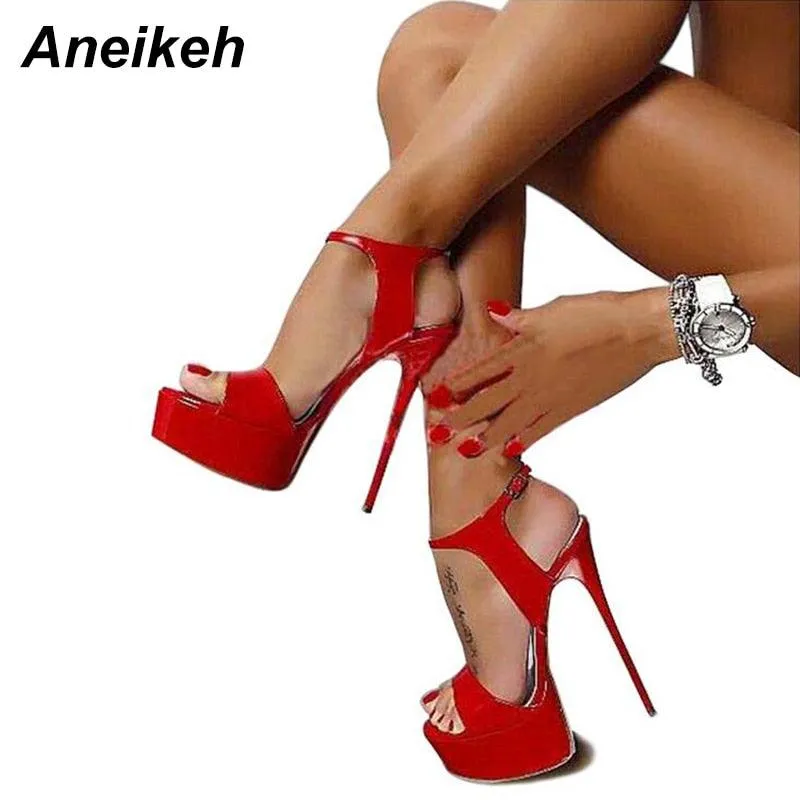 Make a Bold Statement with Style Sexy 16cm Women's High Heels Sandals Open Toe Buckles Nightclub Party Shoes