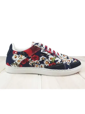 Menage Floral Shoe - Red/Navy