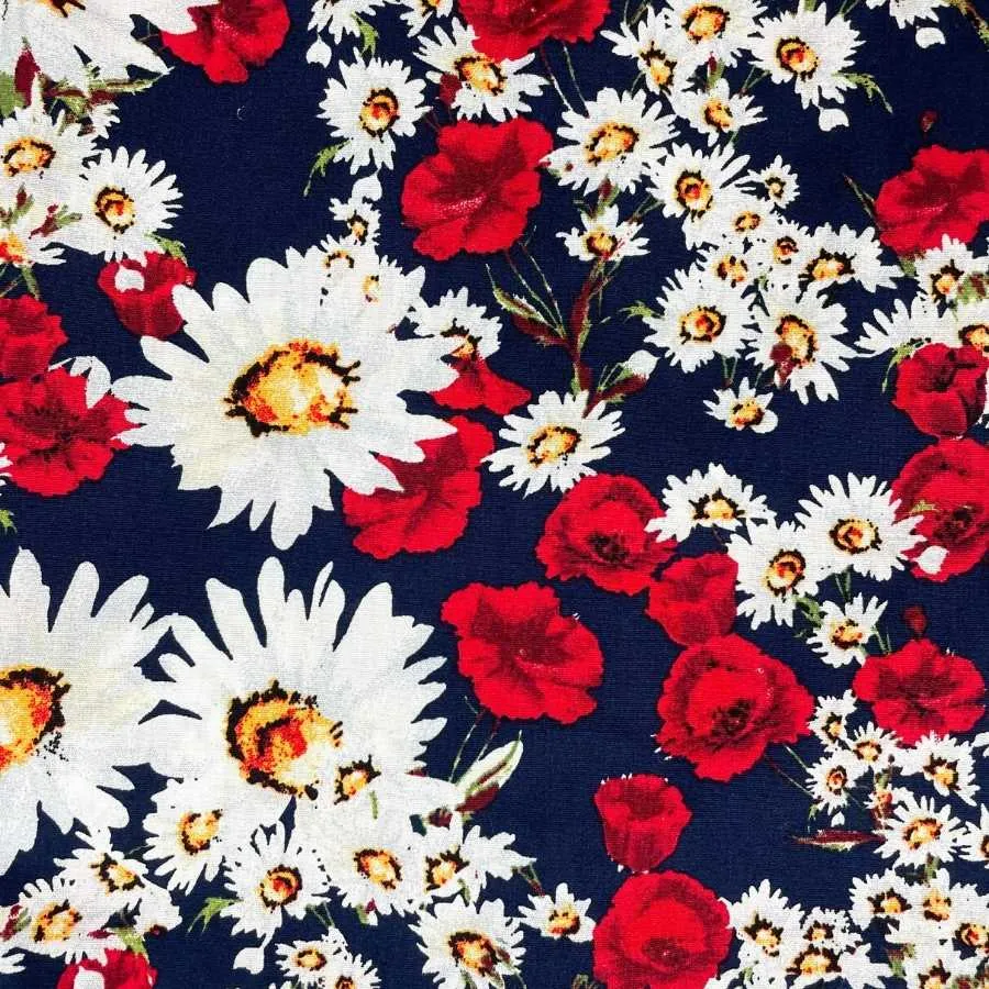 Menage Floral Shoe - Red/Navy