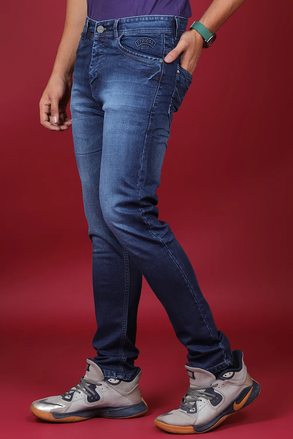 Men's Dark Blue Denim Slim Fit Hexa-9002-1 Jean