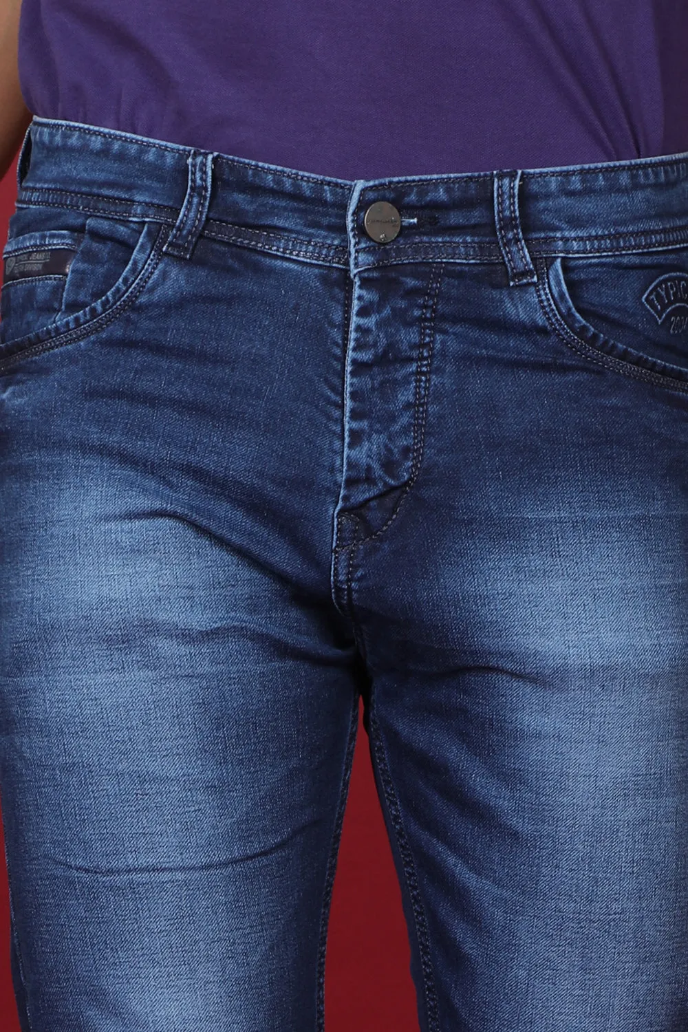 Men's Dark Blue Denim Slim Fit Hexa-9002-1 Jean