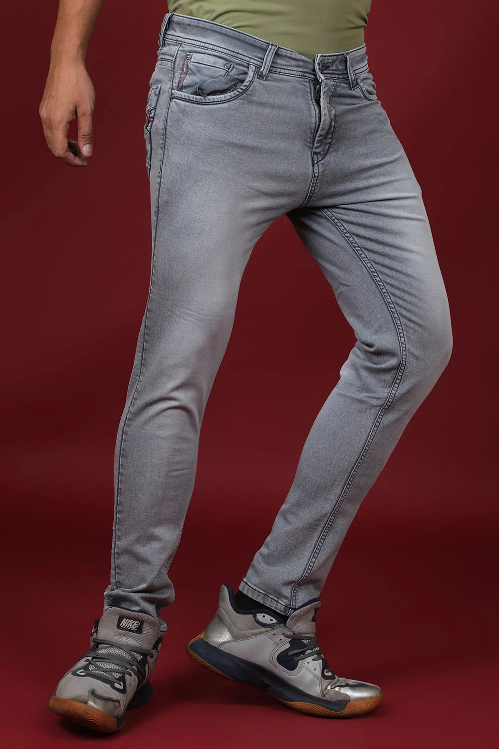 Men's Dark Grey Denim Slim Fit Crux-5035-1 Jeans