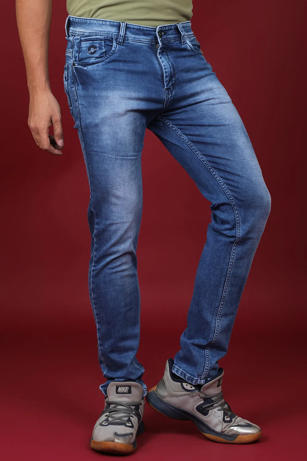 Men's Denim Blue Slim Fit Hexa-9000 Jean