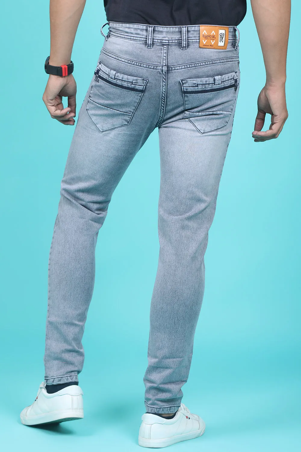 Men's Light Grey Denim Slim Fit Crux-5032-1 Jean