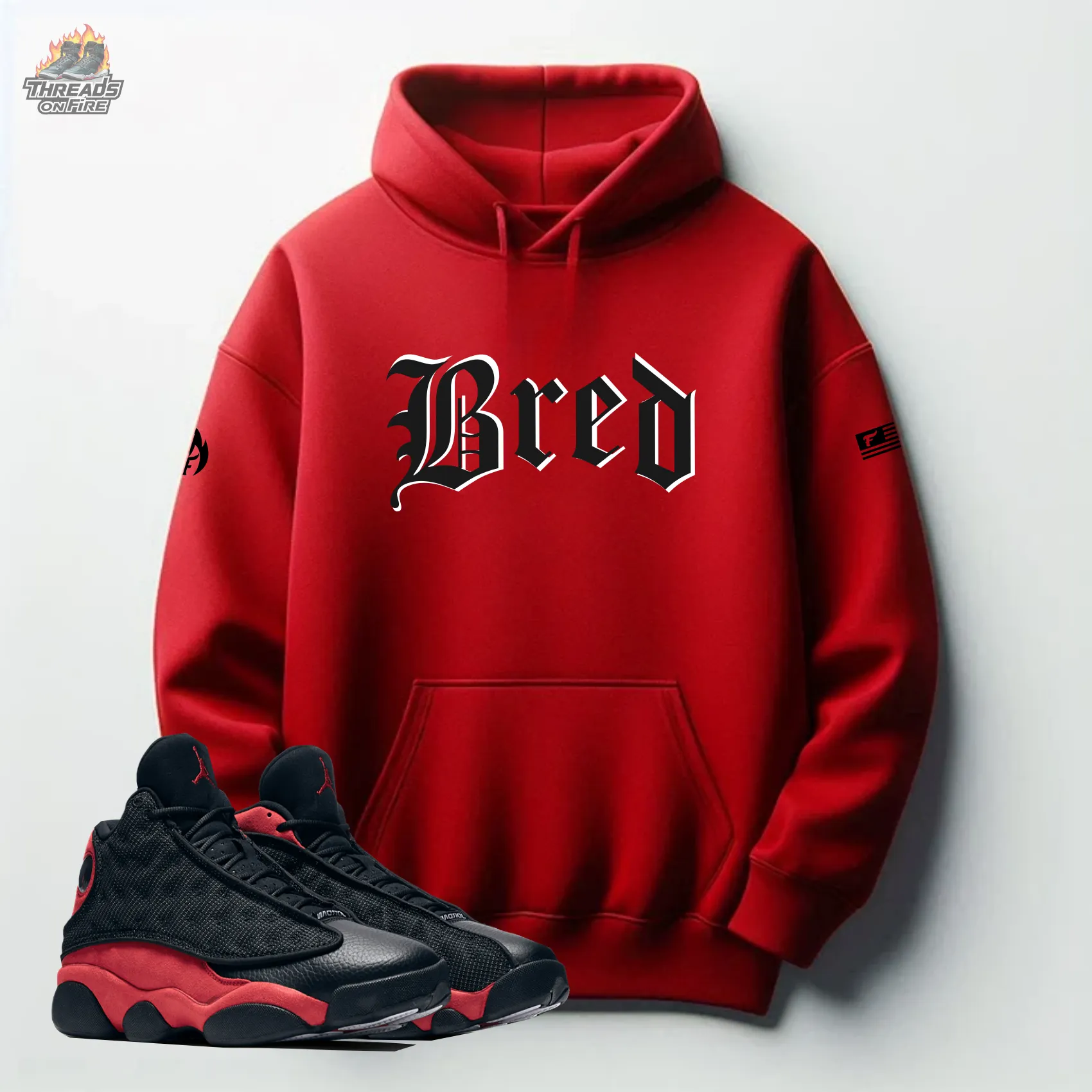 Men's Red Sweatsuit To Match Air Jordan 13 Bred Hoodie Joggers Red Tracksuit