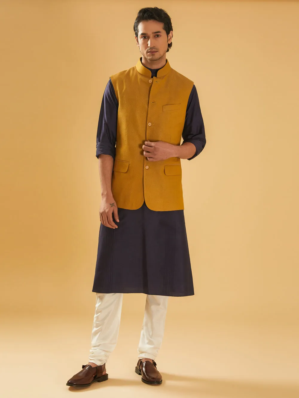Mustard Textured Waistcoat