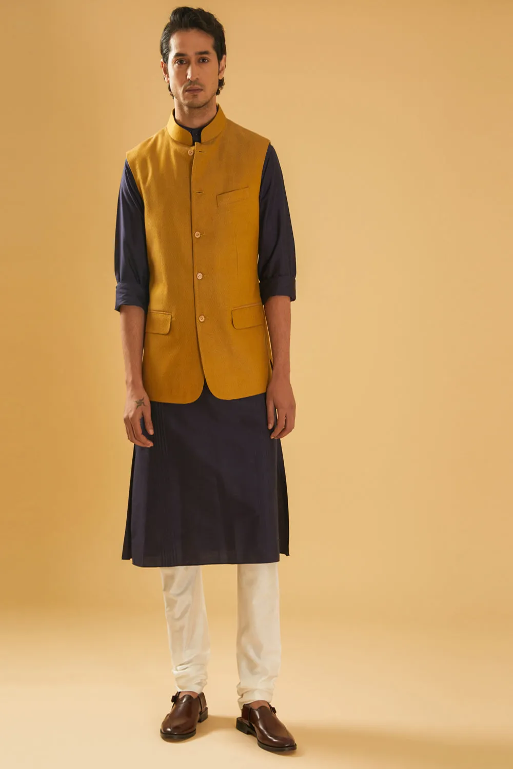 Mustard Textured Waistcoat