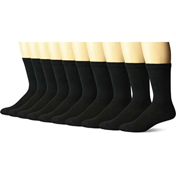 New Hanes Ultimate® Men's Cushion Crew Socks 10-Pack, Black, shoe size 6-12