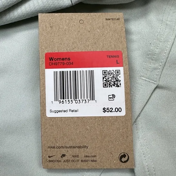 Nike Court Skirt 2 in 1 Compression Shorts Sage Green Large Ace Tennis NY