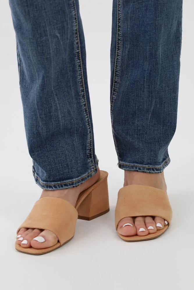Open Toe Chunky Block Heel Wide Band Sandal -Black