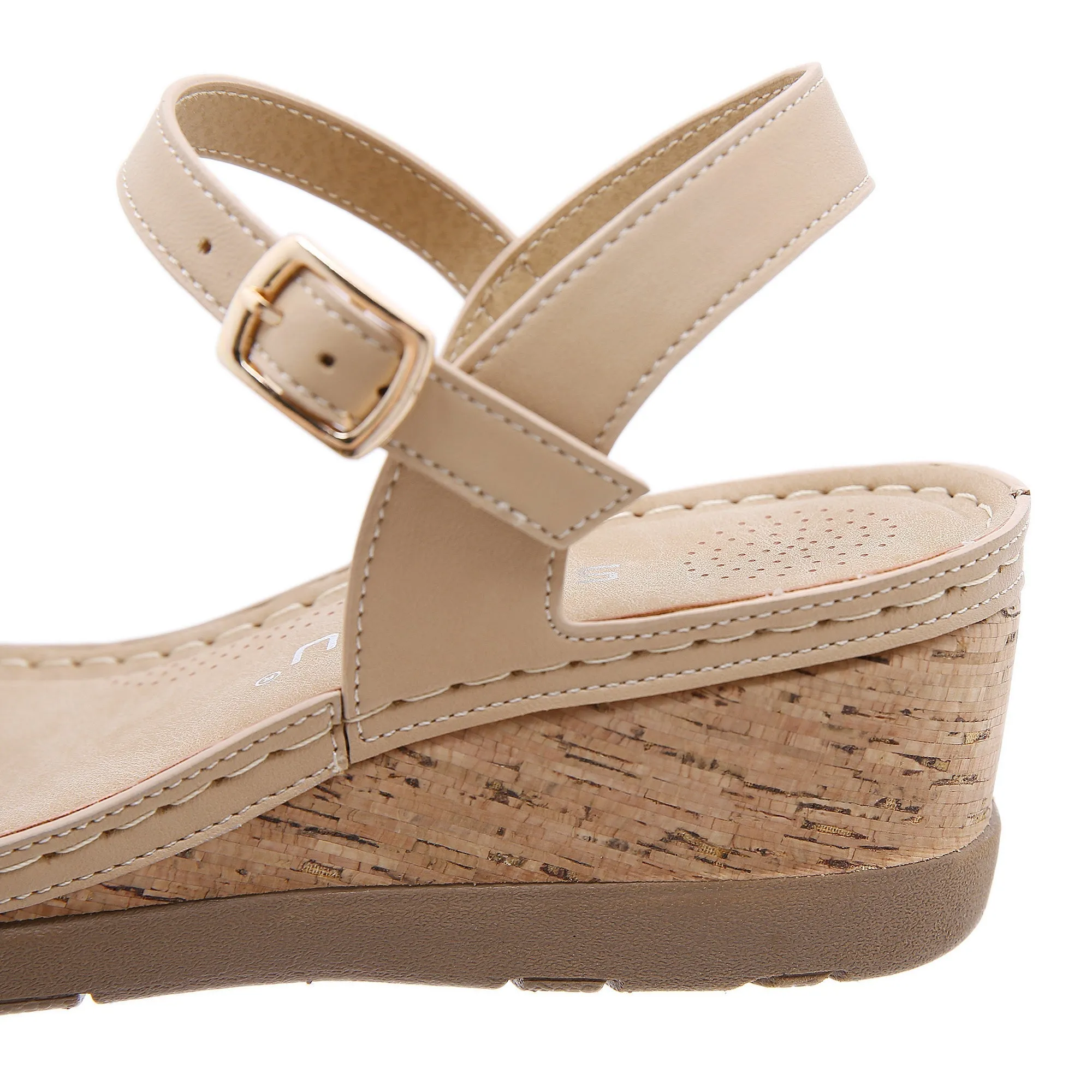 Open Toe Wedge Slingback - Khaki