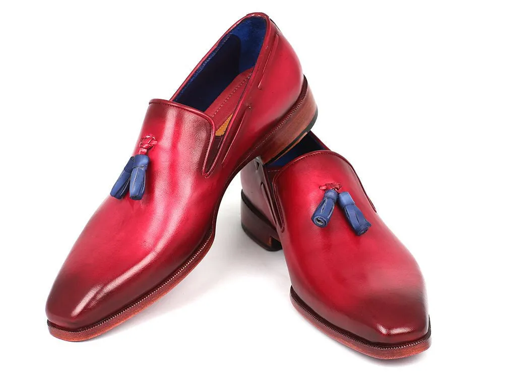 Paul Parkman Men's Leather Tassel Loafers in Burgundy