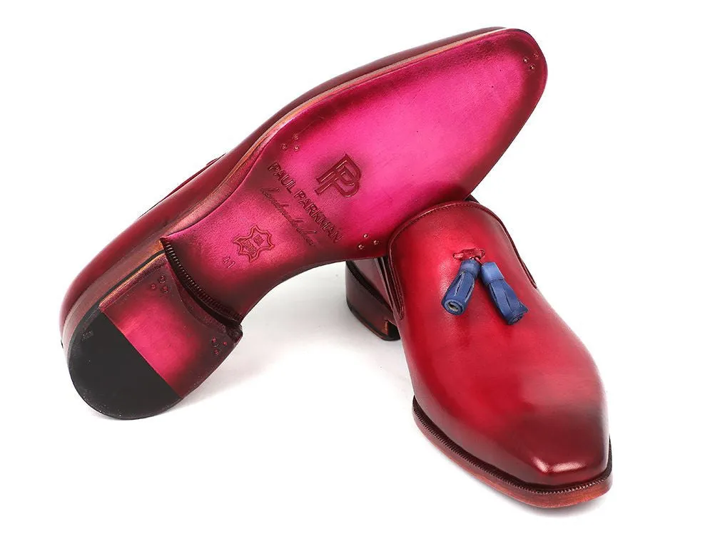 Paul Parkman Men's Leather Tassel Loafers in Burgundy