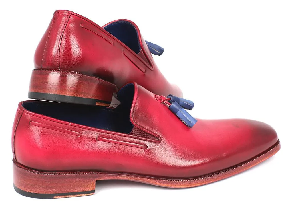 Paul Parkman Men's Leather Tassel Loafers in Burgundy