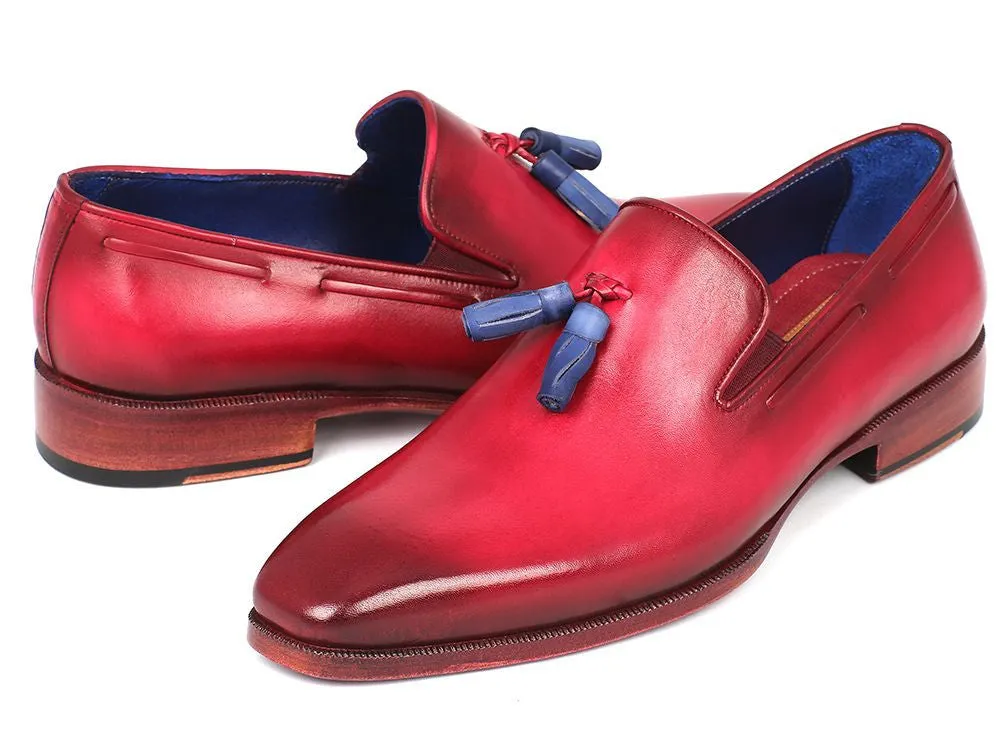 Paul Parkman Men's Leather Tassel Loafers in Burgundy