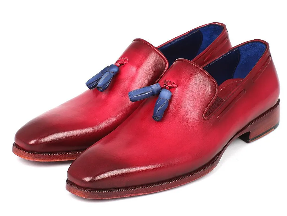 Paul Parkman Men's Leather Tassel Loafers in Burgundy