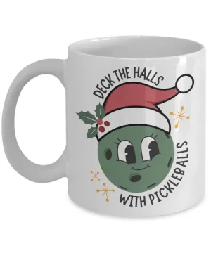 Pickleball Mug, Pickleball Christmas, Pickleball Gift, Pickleball Gifts, Deck the Halls Coffee Cup