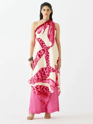 Pink Aphrodite One-Shoulder Tunic Set