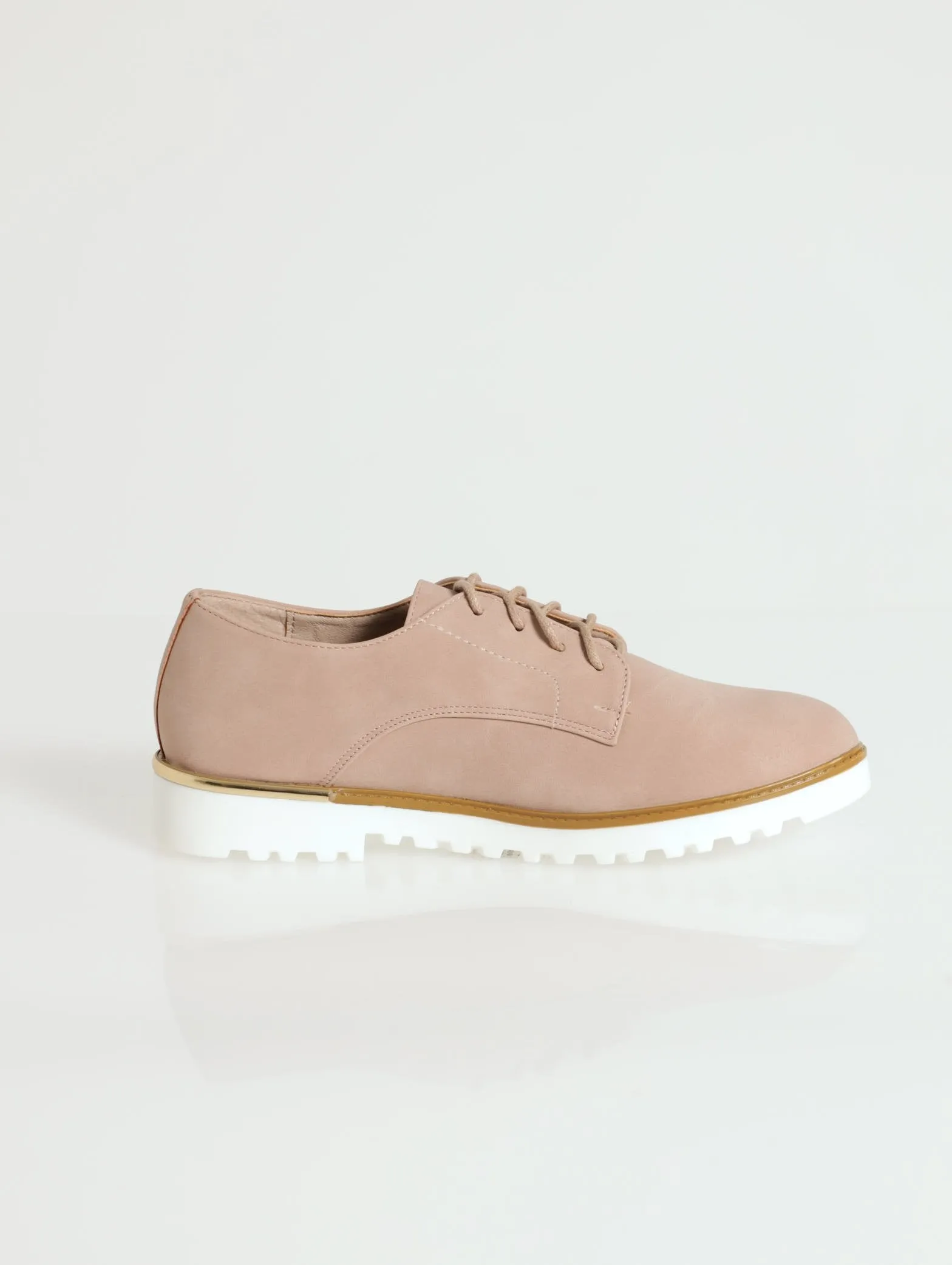 Plain Lace-Up Loafer - Blush