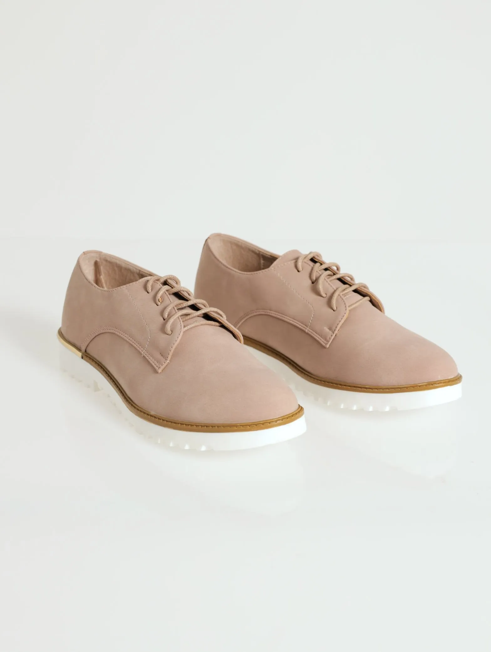 Plain Lace-Up Loafer - Blush