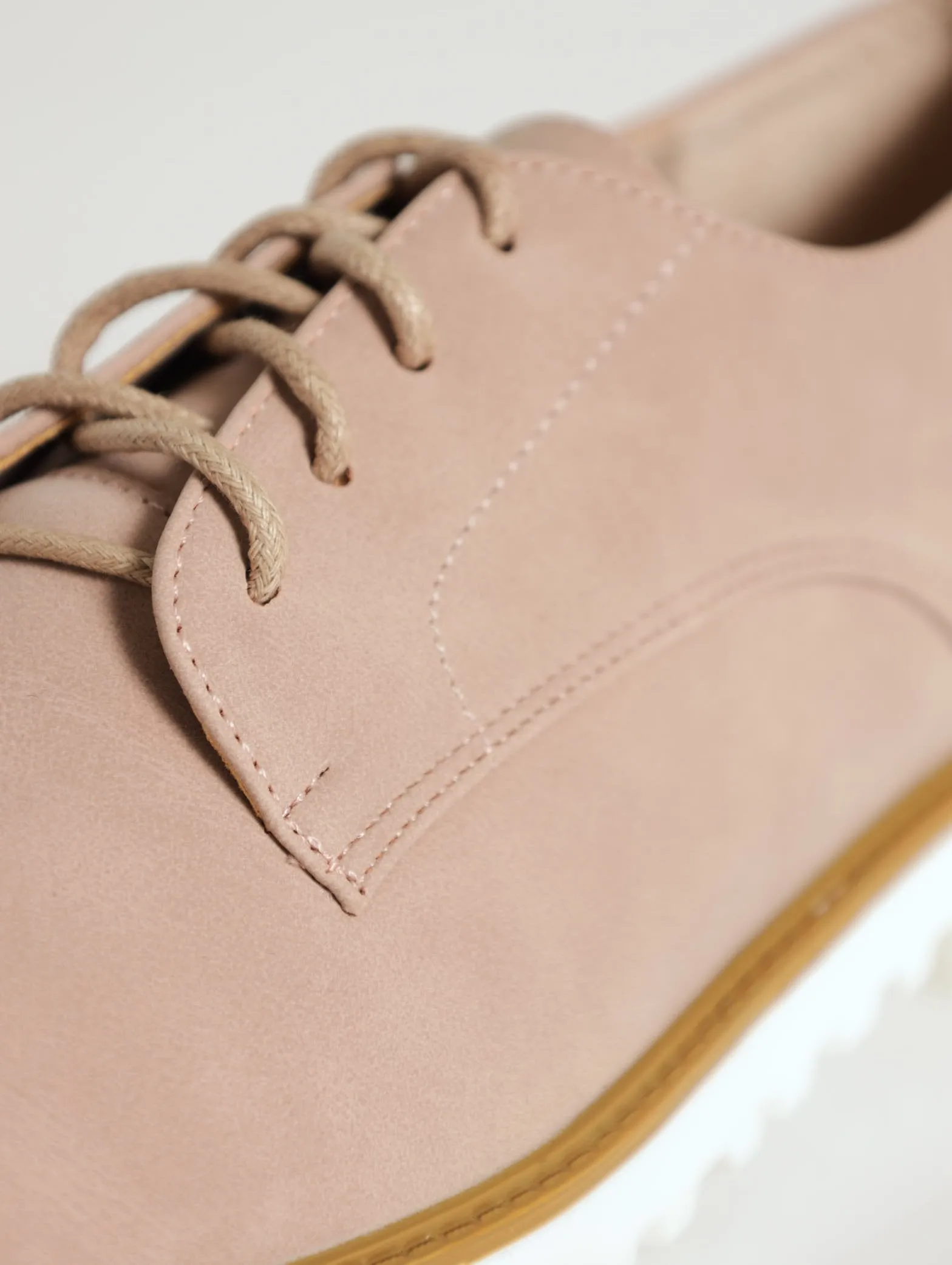 Plain Lace-Up Loafer - Blush