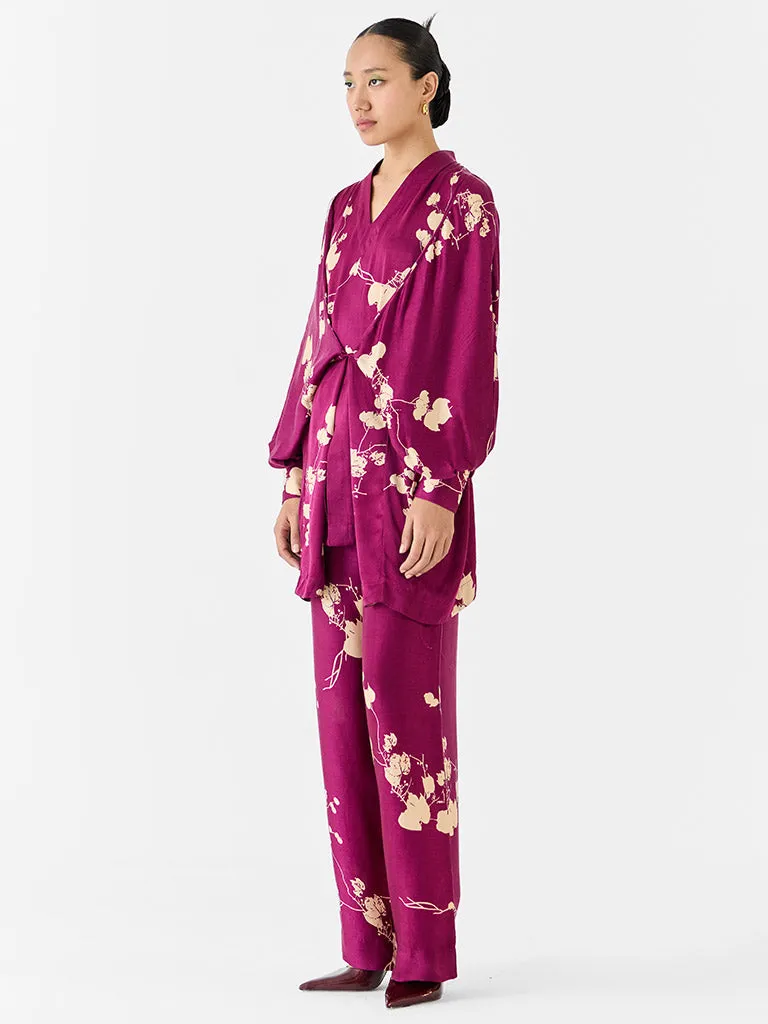 Plum Kimono Top & Pants Co-ord Set