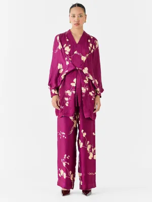 Plum Kimono Top & Pants Co-ord Set