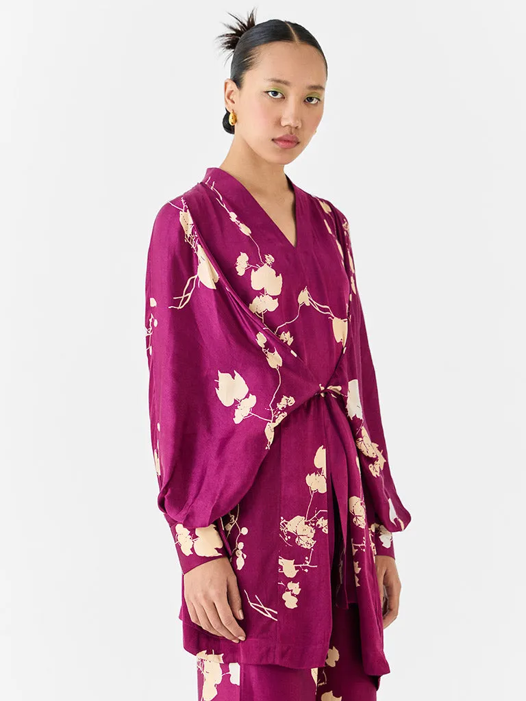 Plum Kimono Top & Pants Co-ord Set