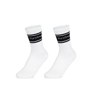 PureSnug Classic Crew Socks (White w/ Black)