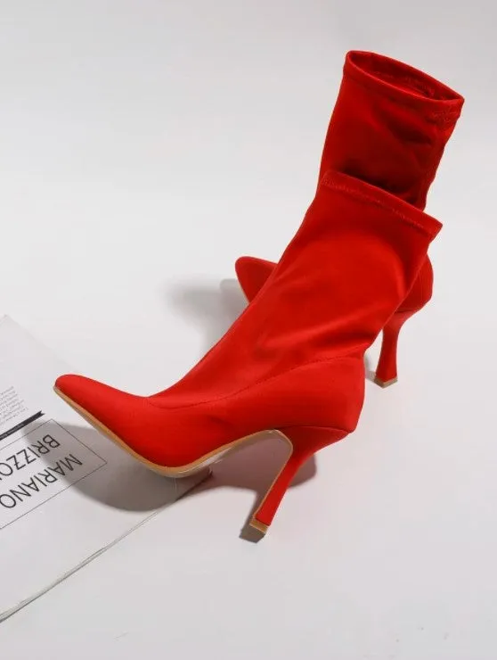 Red Calf-High Boots