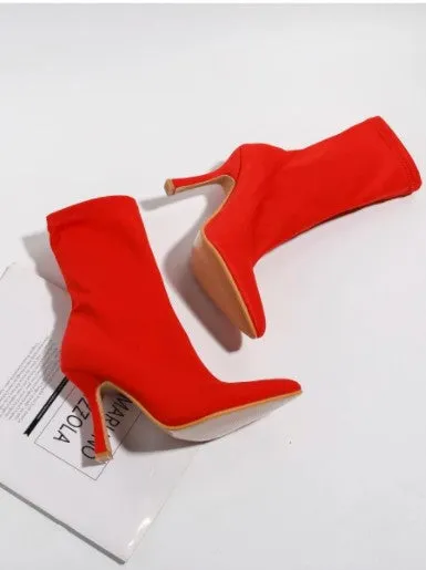 Red Calf-High Boots