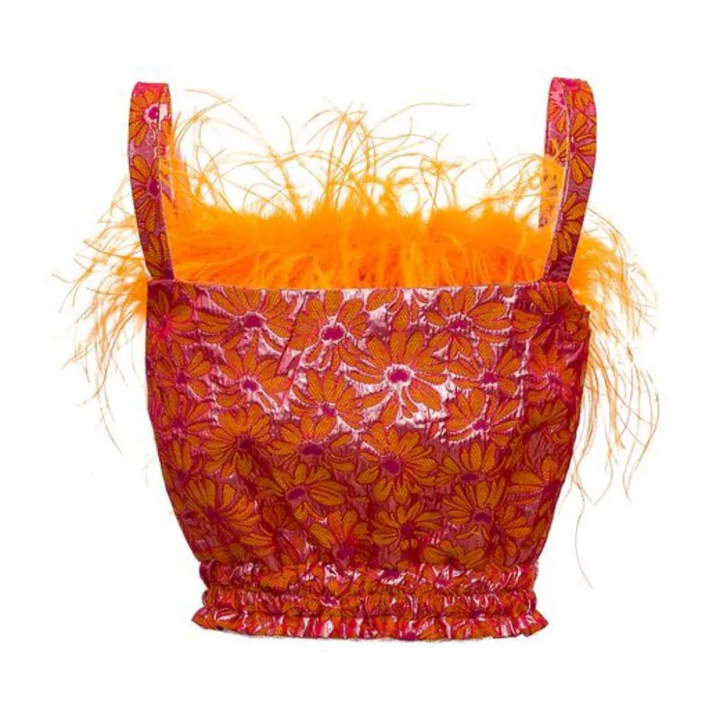 Red Top with Feathers