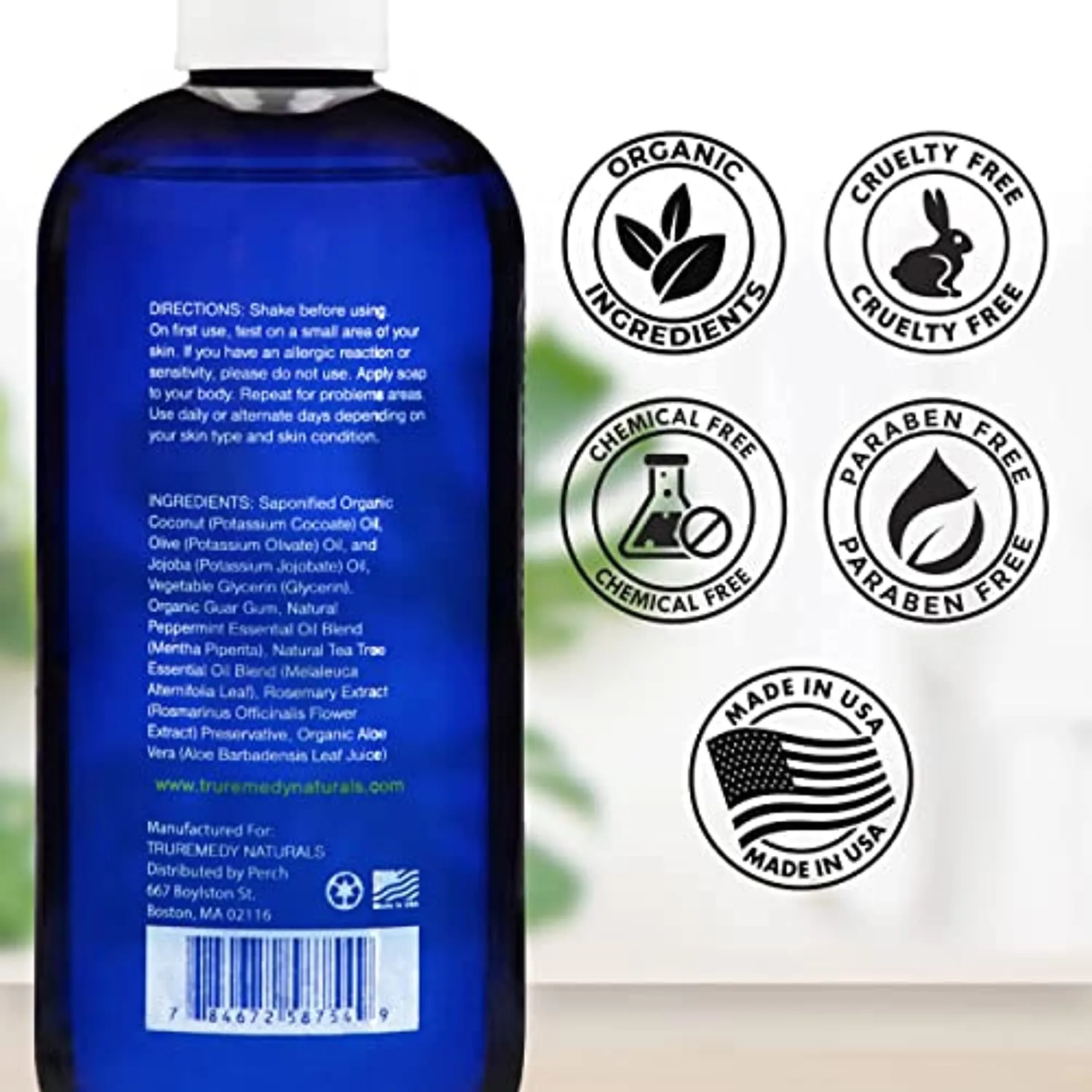 Remedy Soap Tea Tree Oil Body Wash | Helps Body Odor, Athlete's Foot, Jock Itch, Ringworm, Yeast Infections, Skin Irritations | Shower Gel for Women/Men | 100% Natural Tea Tree, Mint & Aloe Skin Cleanser (12 oz)