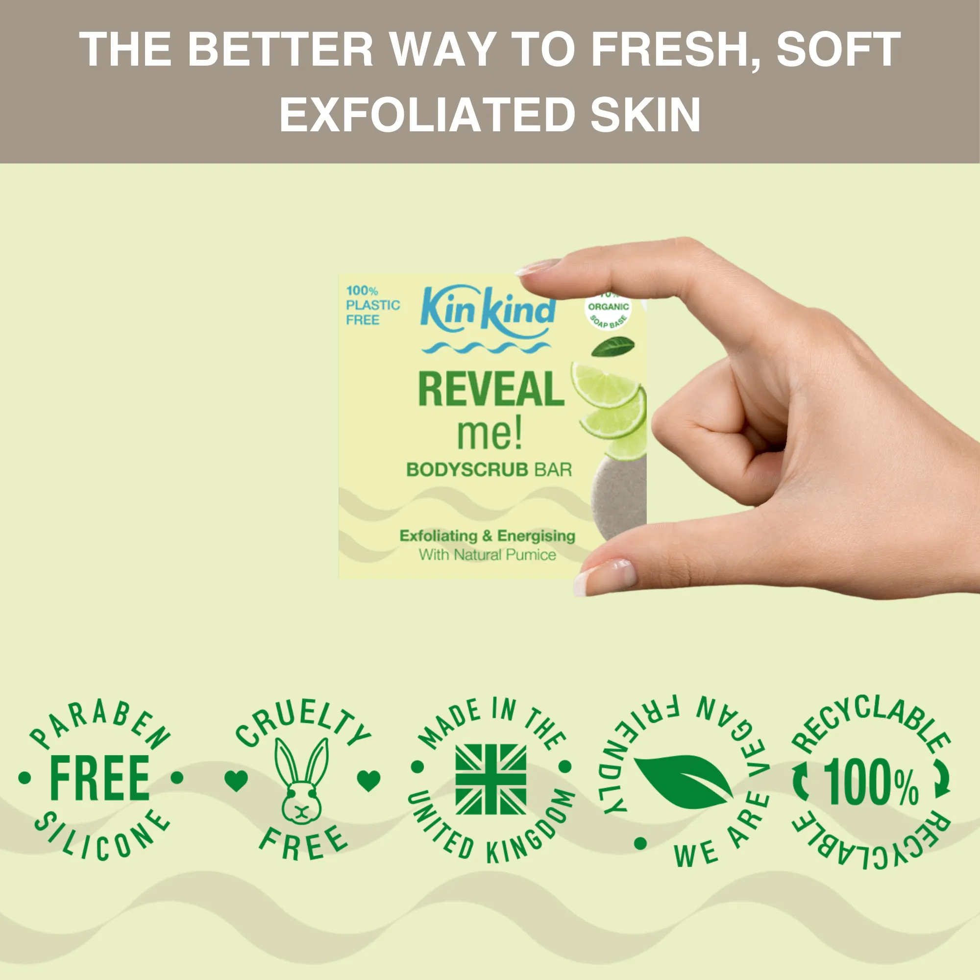 REVEAL me! BodyScrub bar. Saves 1 plastic tube!