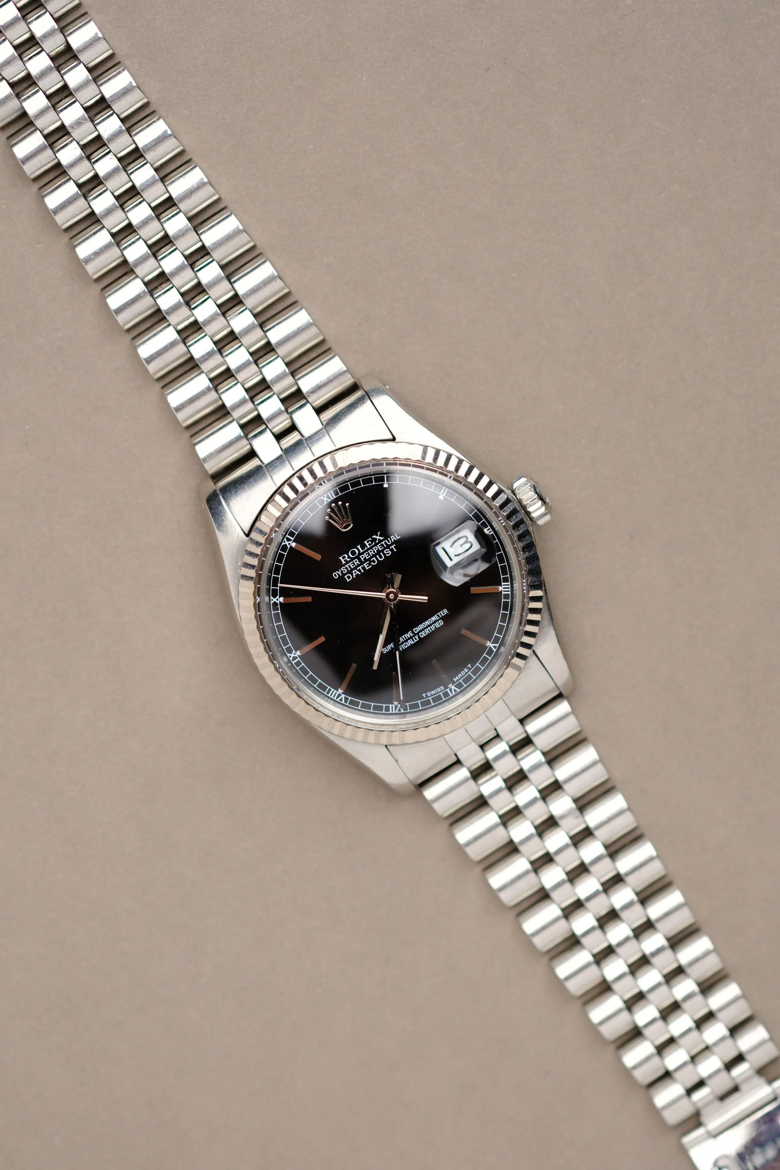 Rolex Datejust 16014 Black Glossy Dial w/Light Cream Patina - 1984