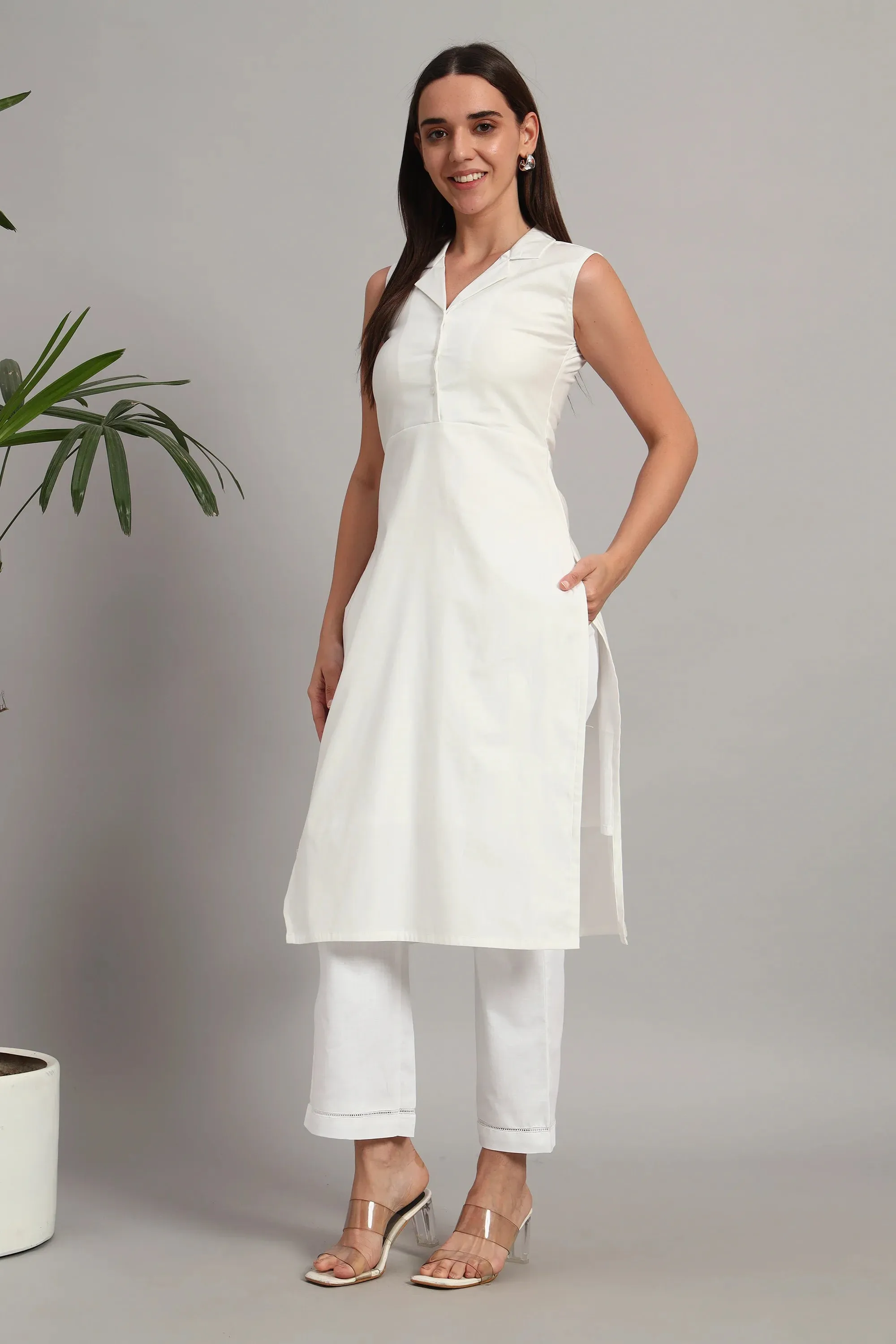 Roz Ka Kurta Set, White