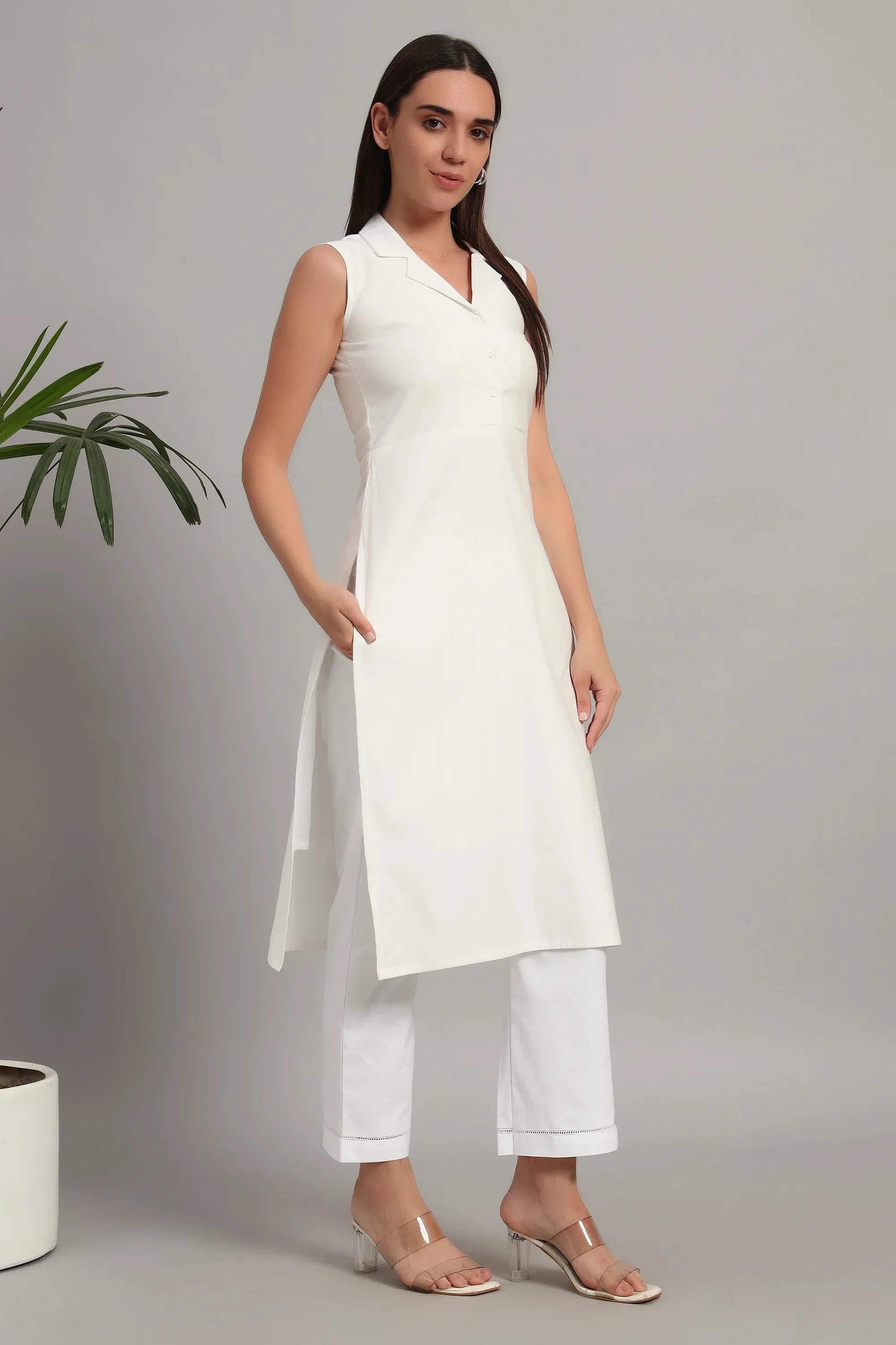 Roz Ka Kurta Set, White