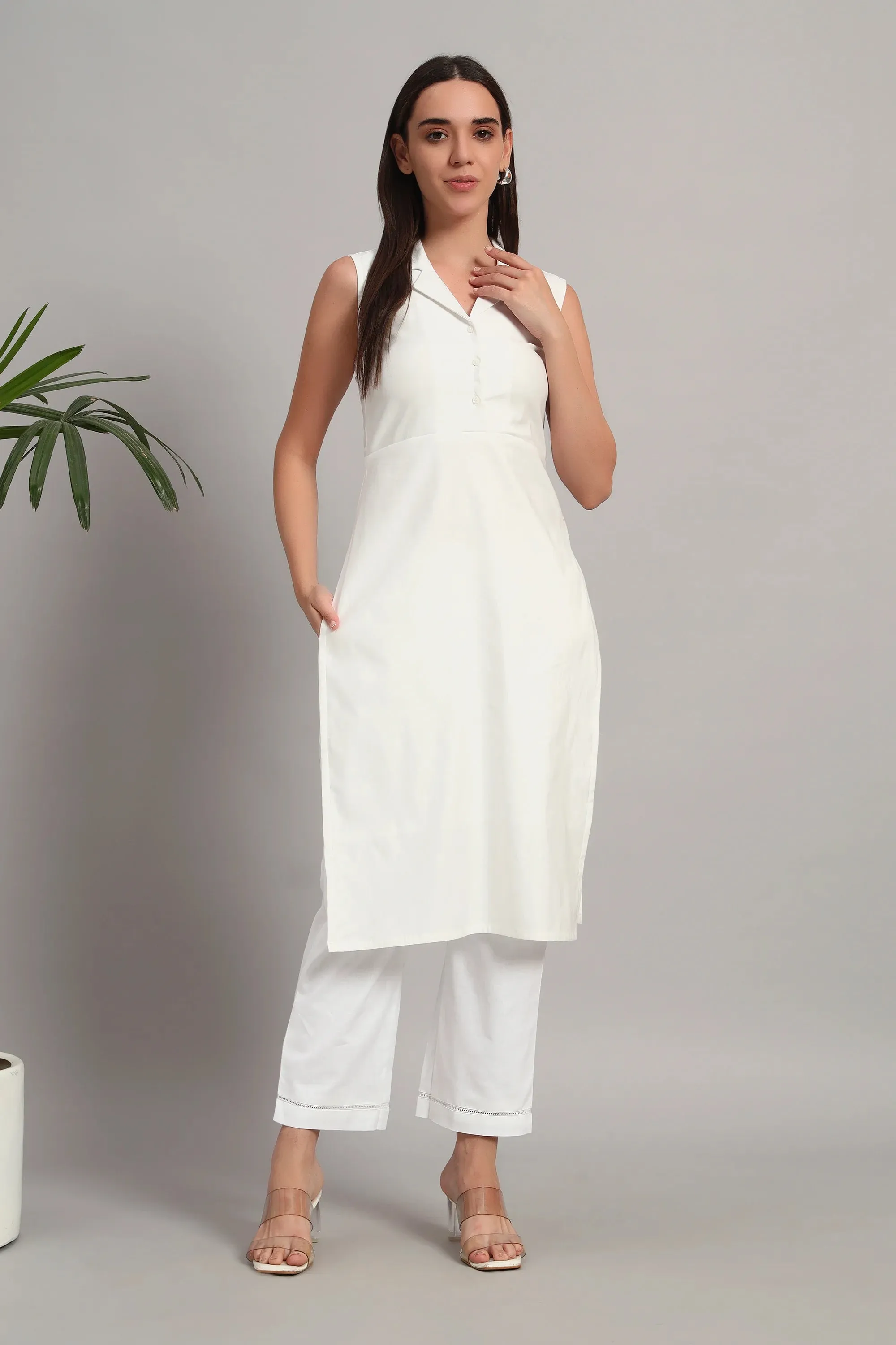 Roz Ka Kurta Set, White