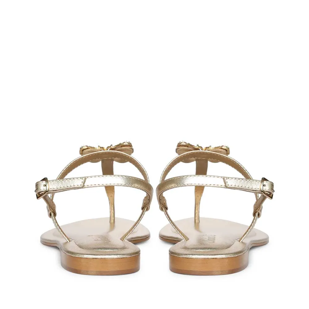 Saint Avril Butterfly Jeweled Platin Leather Sandals