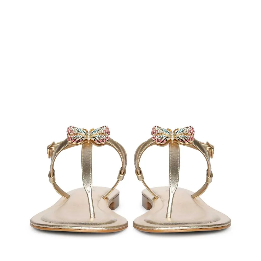 Saint Avril Butterfly Jeweled Platin Leather Sandals