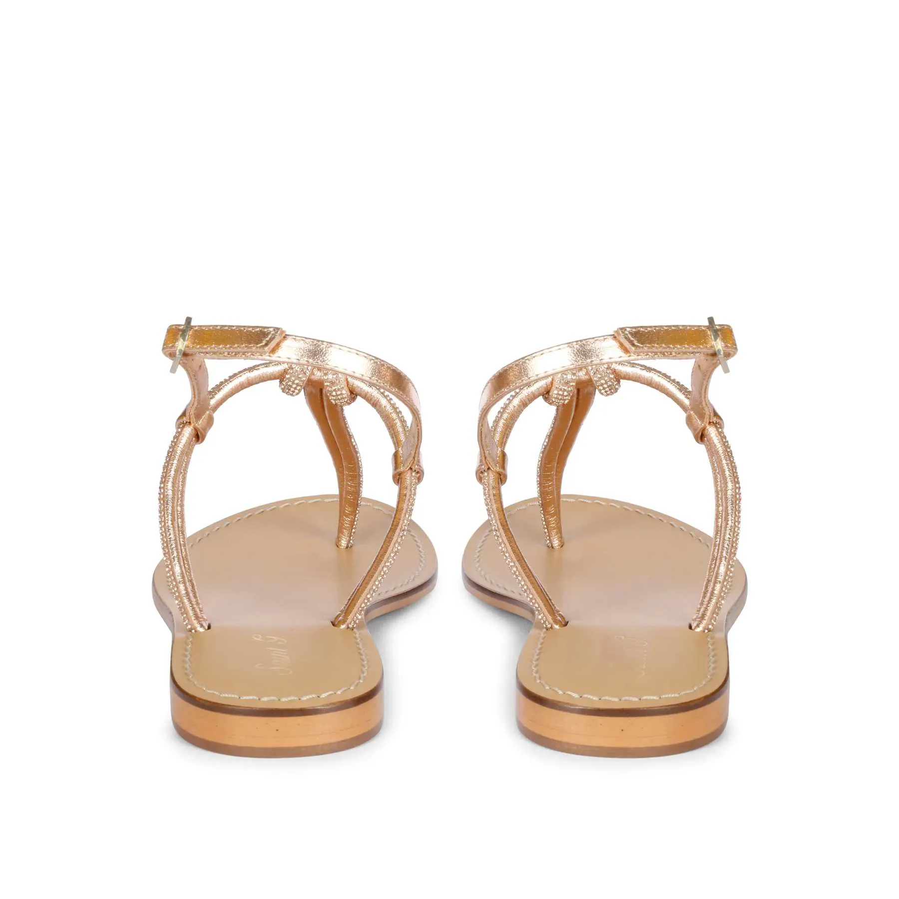 Saint Elsie Crystal Cord Amber Leather Flat Sandals