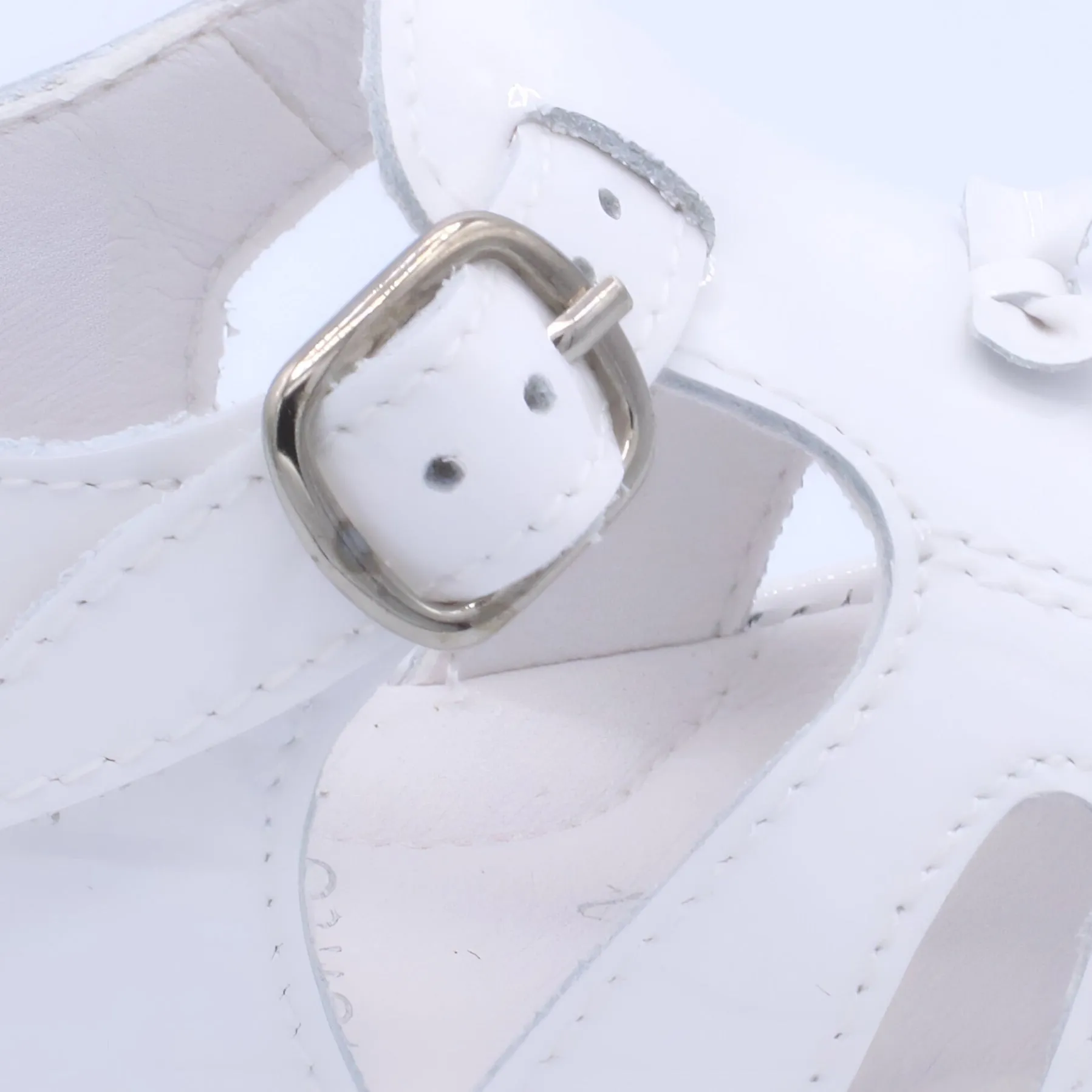 'Serena' Girls White Patent Open-Toe Sandals