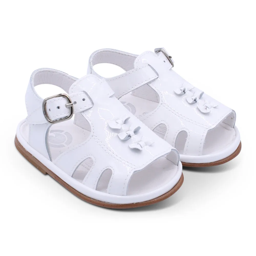 'Serena' Girls White Patent Open-Toe Sandals